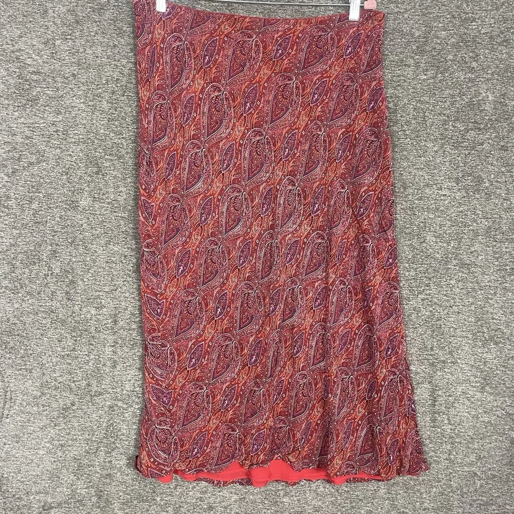 J Jill Maxi Shirt Womens Size M Red Paisley Sun Flow‎